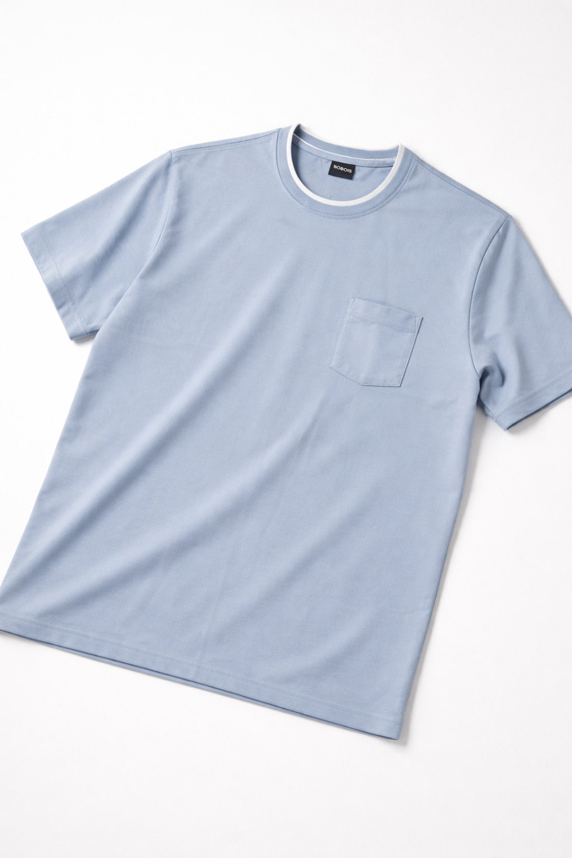 Playera para Hombre Cuello Redondo de Algodón Stretch A61402 Cielo