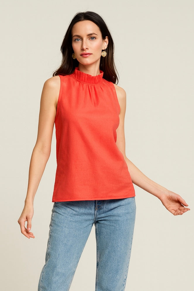Blusas Para Mujer Tipo Lino Sin Mangas N51150 Coral
