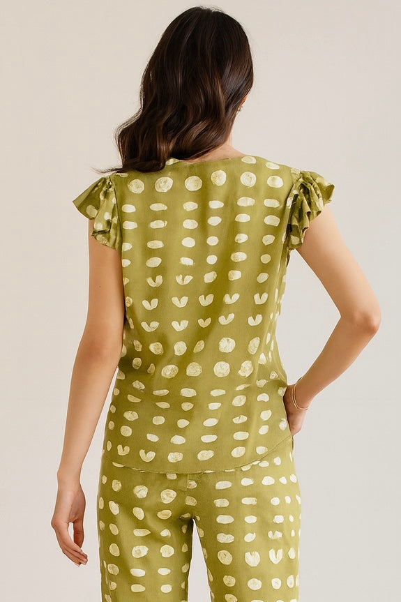 Blusas Para Mujer Mangas Con Olanes N51101 Olivo