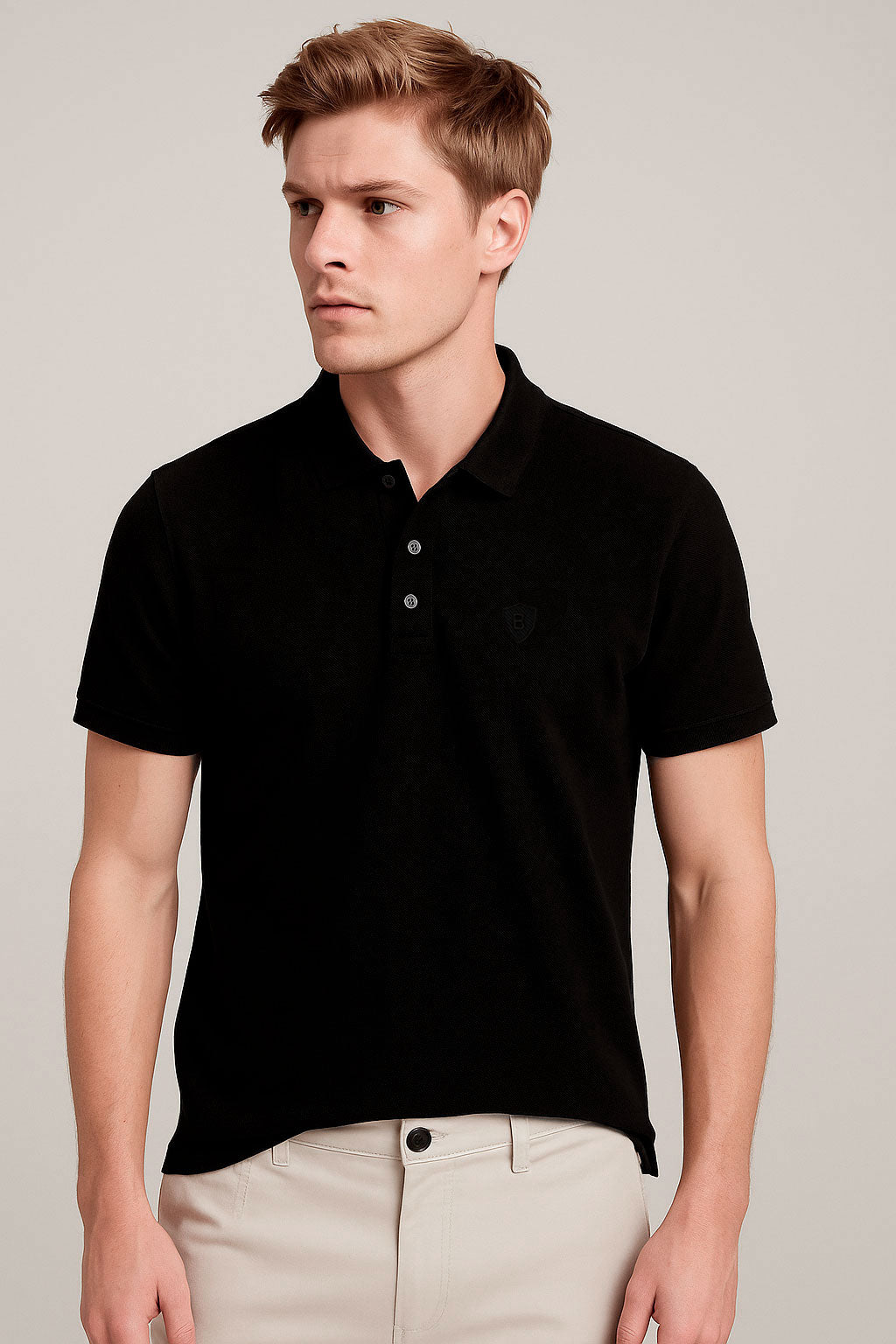 Playeras Polo Para Hombre Manga Corta Basica Bordado APOLOB Negro