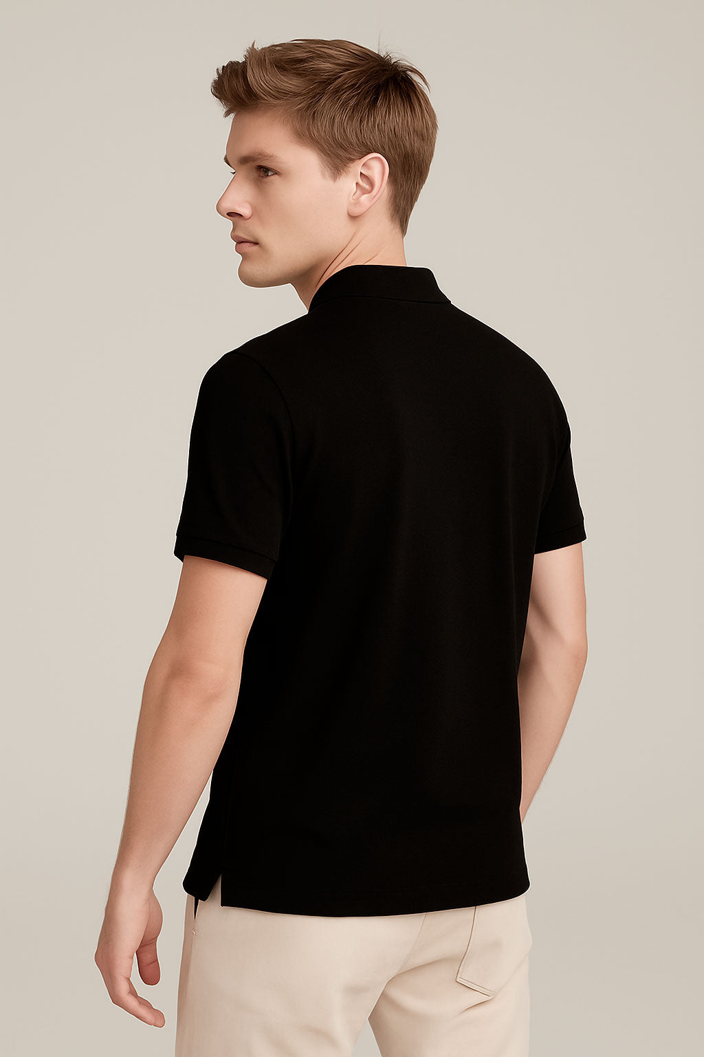 Playeras Polo Para Hombre Manga Corta Basica Bordado APOLOB Negro