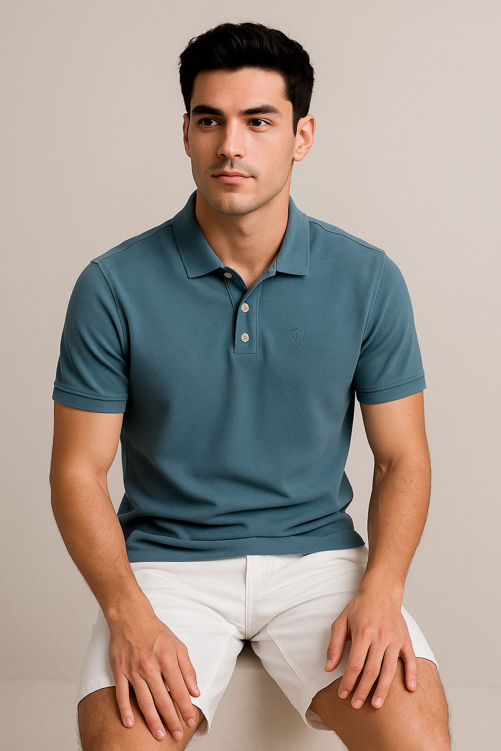 Playeras Polo Para Hombre Manga Corta Basica Bordado APOLOB Acero