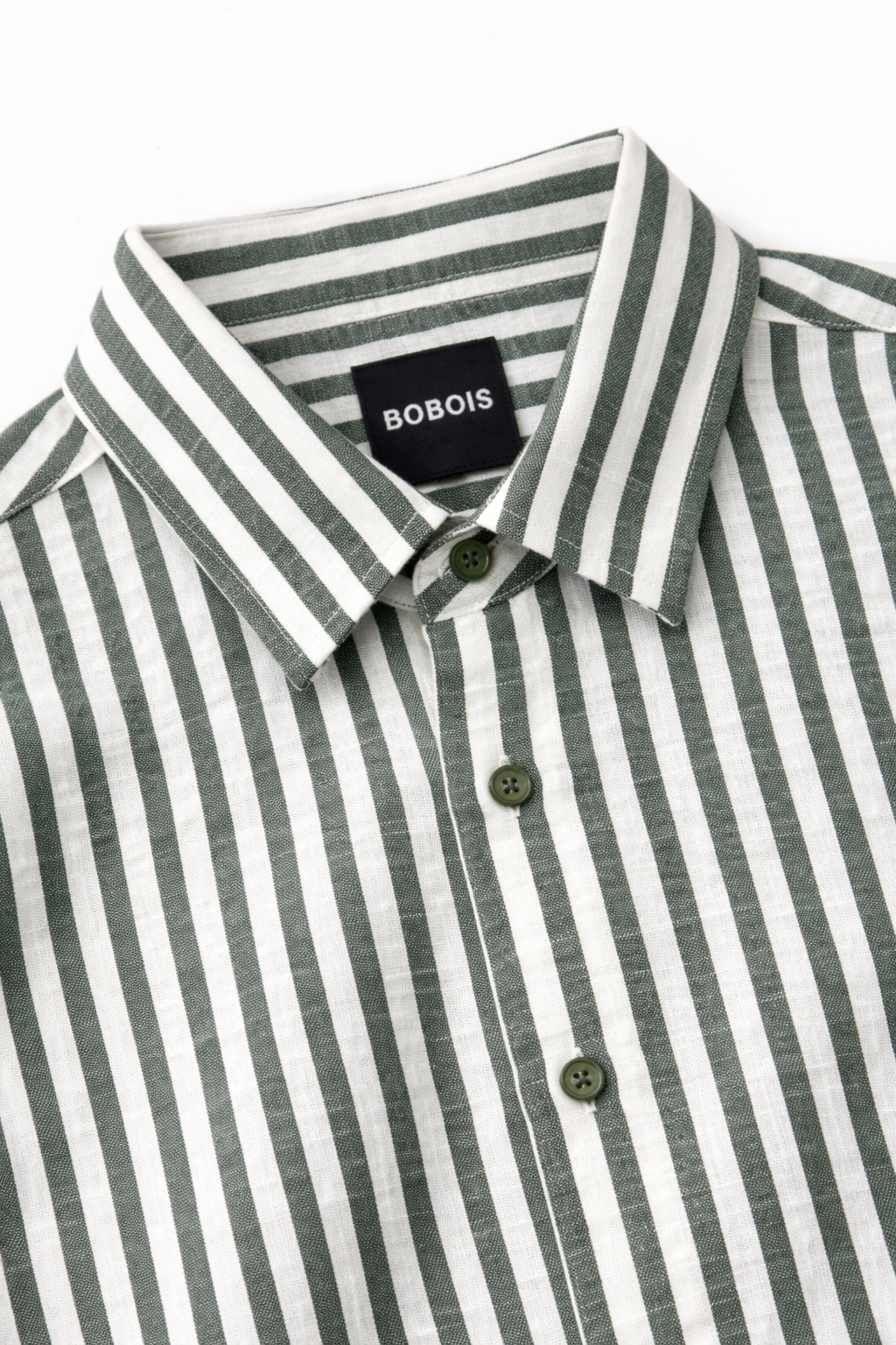 Camisa para Hombre Manga Larga de Rayas Antiarrugas Ligera B61408 Militar