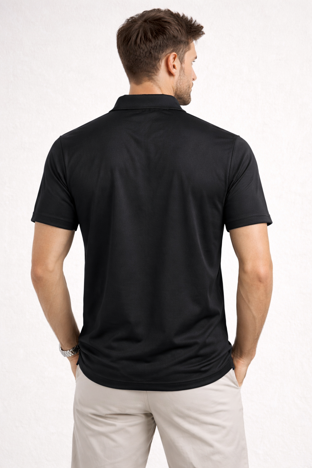 Playera Polo para Hombre con Cierre Premium Antiarrugas A61419 Negro