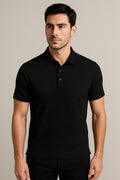 Playeras Polo Para Hombre Premium Con Textura A55405 Negro
