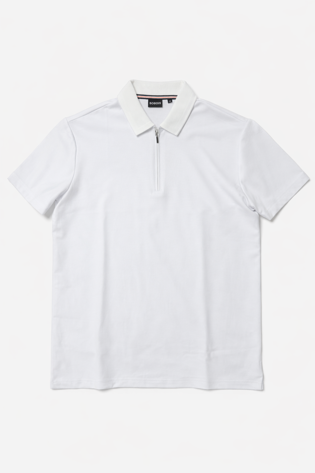 Playera Polo para Hombre con Cierre Premium Antiarrugas A61419 Blanco