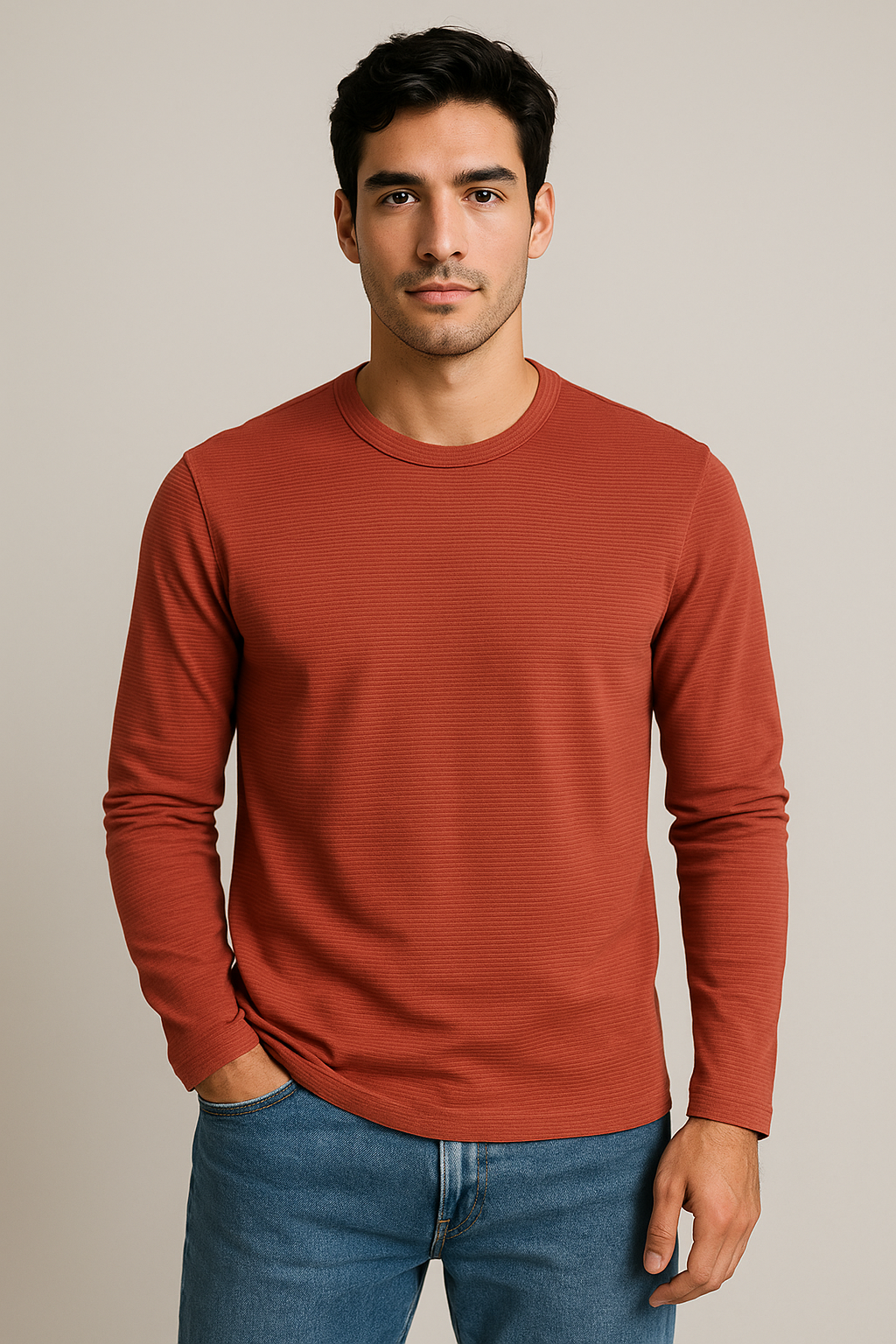 Playeras Para Hombre Básica Acanalada A55315 Chedron