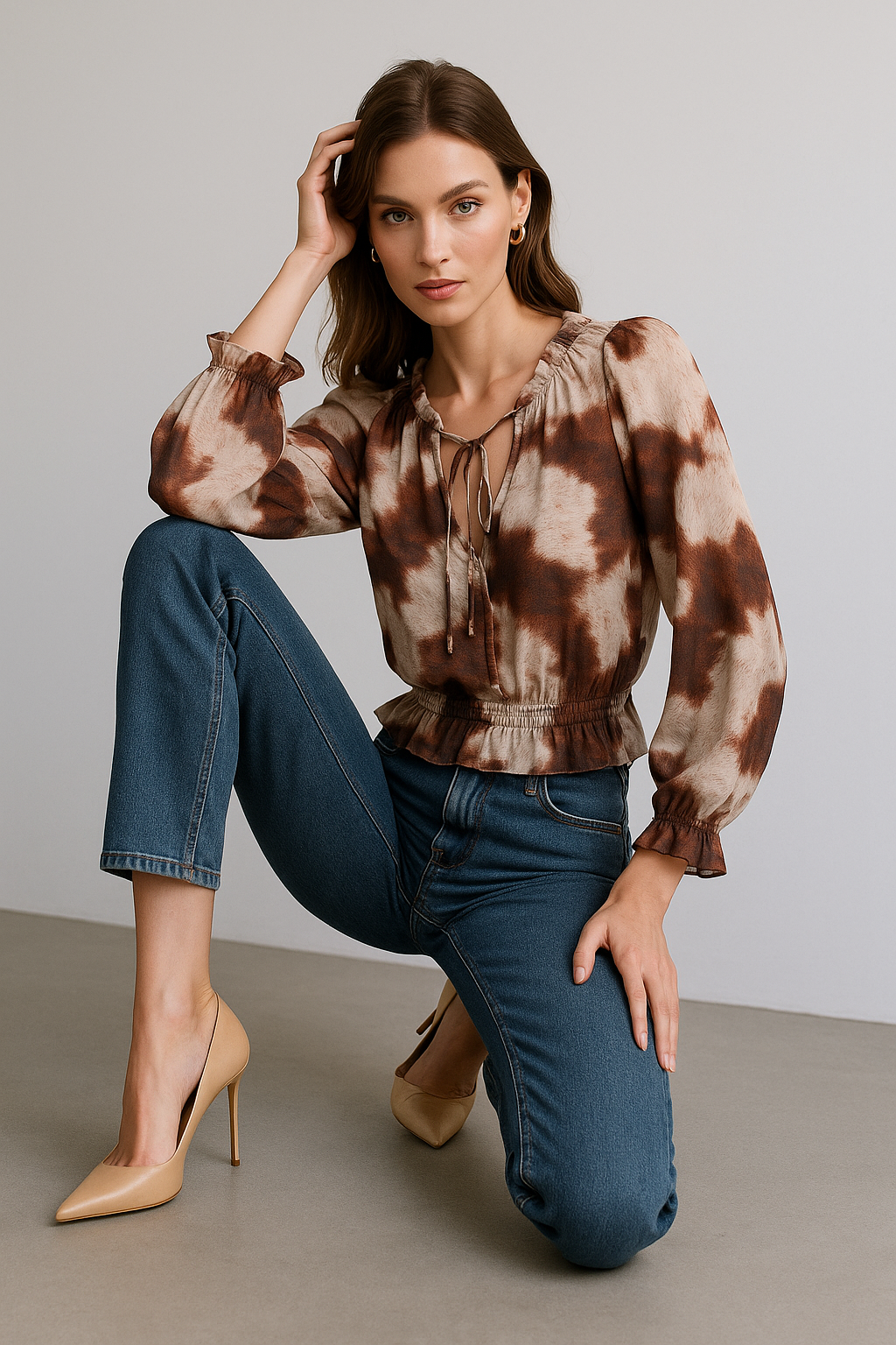 Blusas Para Mujer Chiffon Estampado Vaquero N53117 Unico