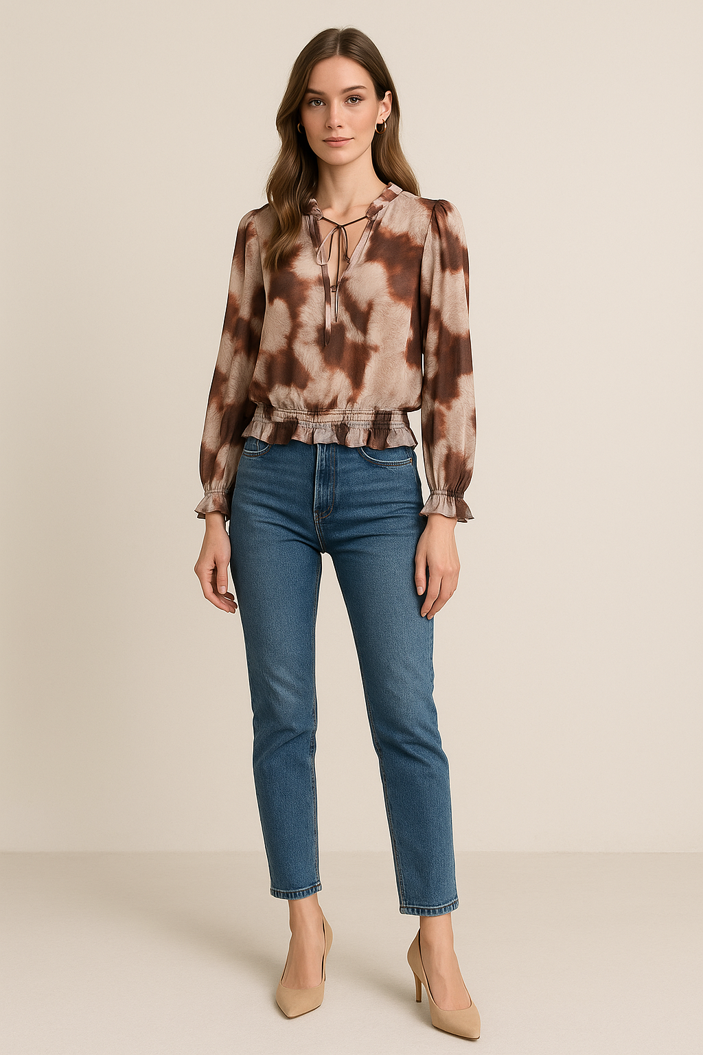 Blusas Para Mujer Chiffon Estampado Vaquero N53117 Unico