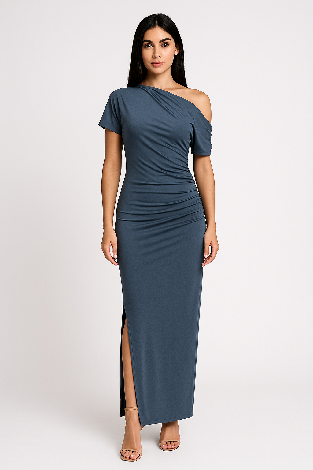 Vestidos Para Mujer Largo Elegante Con Abertura S53110 Azul