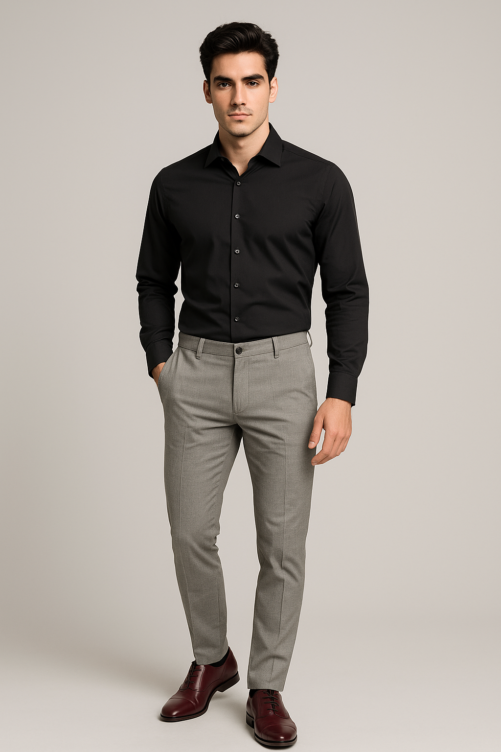 Pantalones Para Hombre Moda De Vestir G55405 Gris