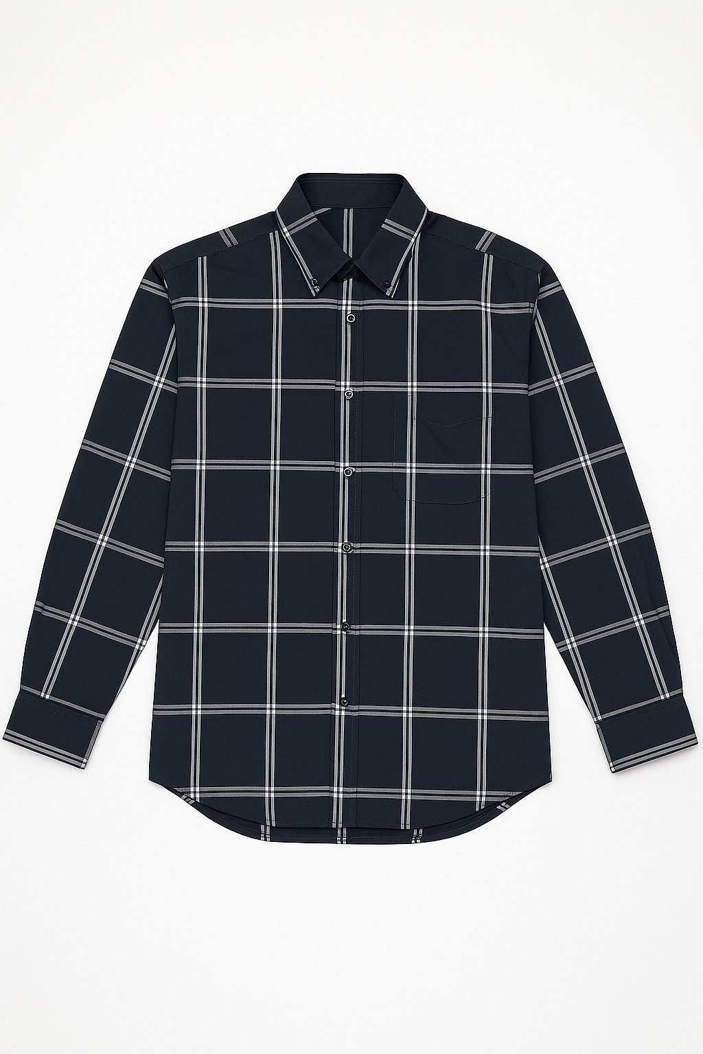 Camisas Para Hombre Cuadros Clásica Con Bolsillo B55210 Negro