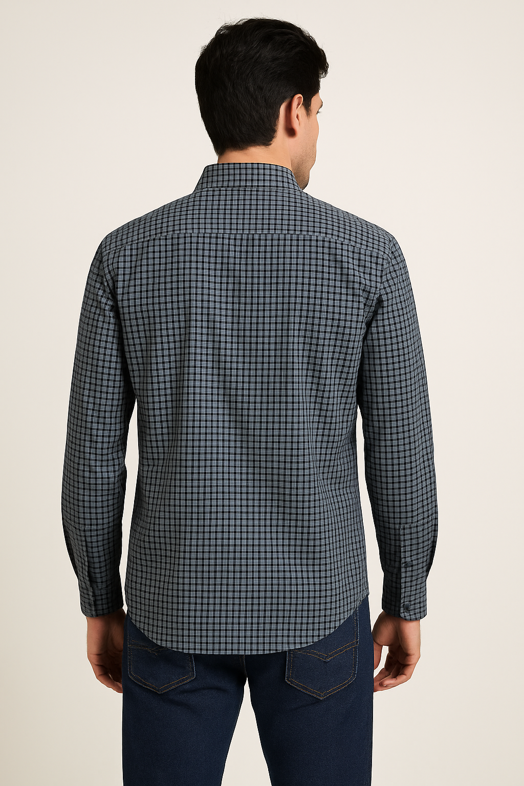 Camisas Para Hombre Cuadros Clásica Con Bolsillo B55209 Gris