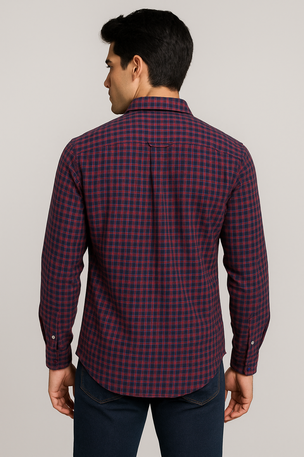 Camisas Para Hombre Cuadros Clásica Con Bolsillo B55208 Vino