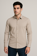 Camisas Para Hombre Jersey Super Stretch De Punto Non Iron B55402 Beige