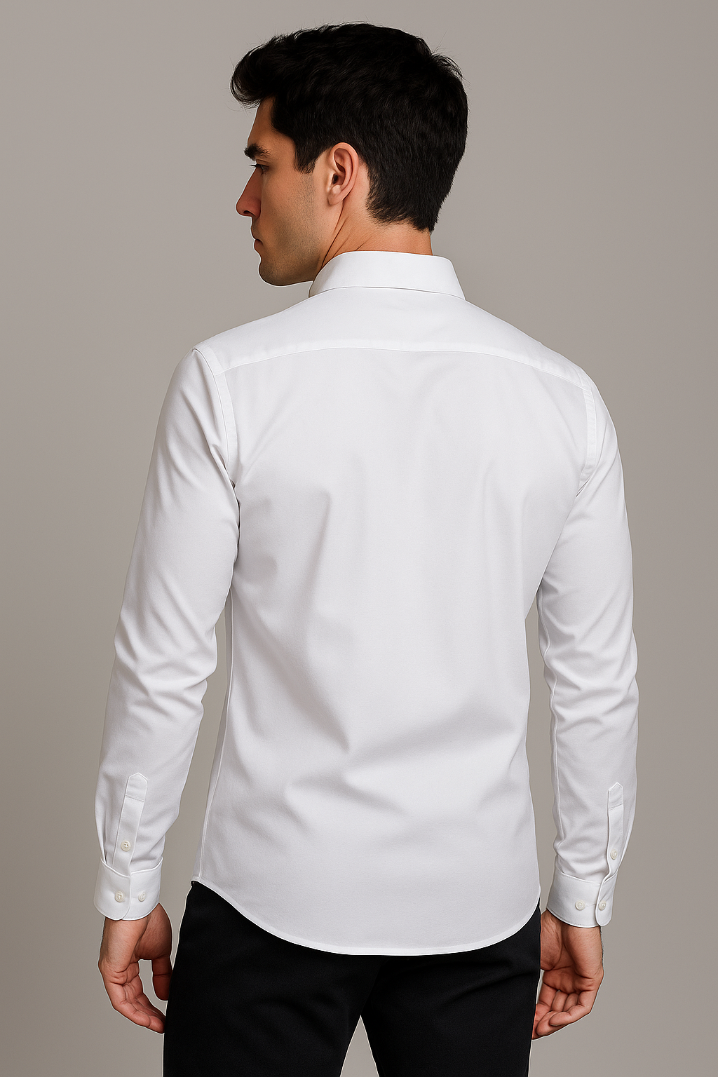 Camisas Para Hombre Jersey Spandex De Punto B55402 Blanco