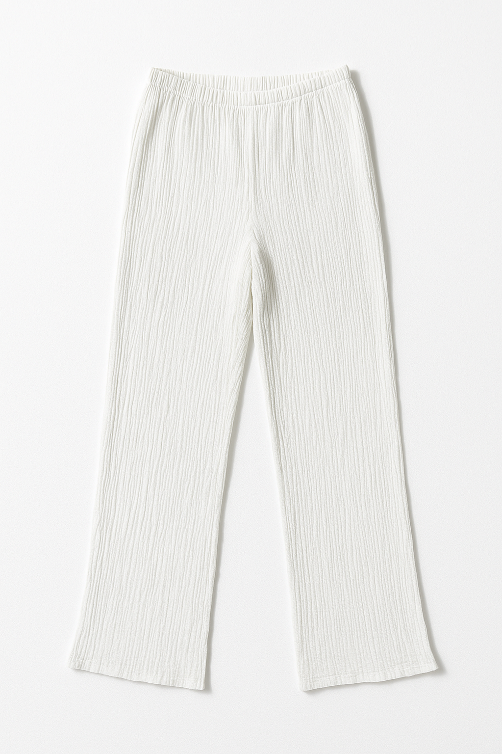 Pantalones Para Mujer Basico Corrugado De Tiro Alto W41142 Hueso