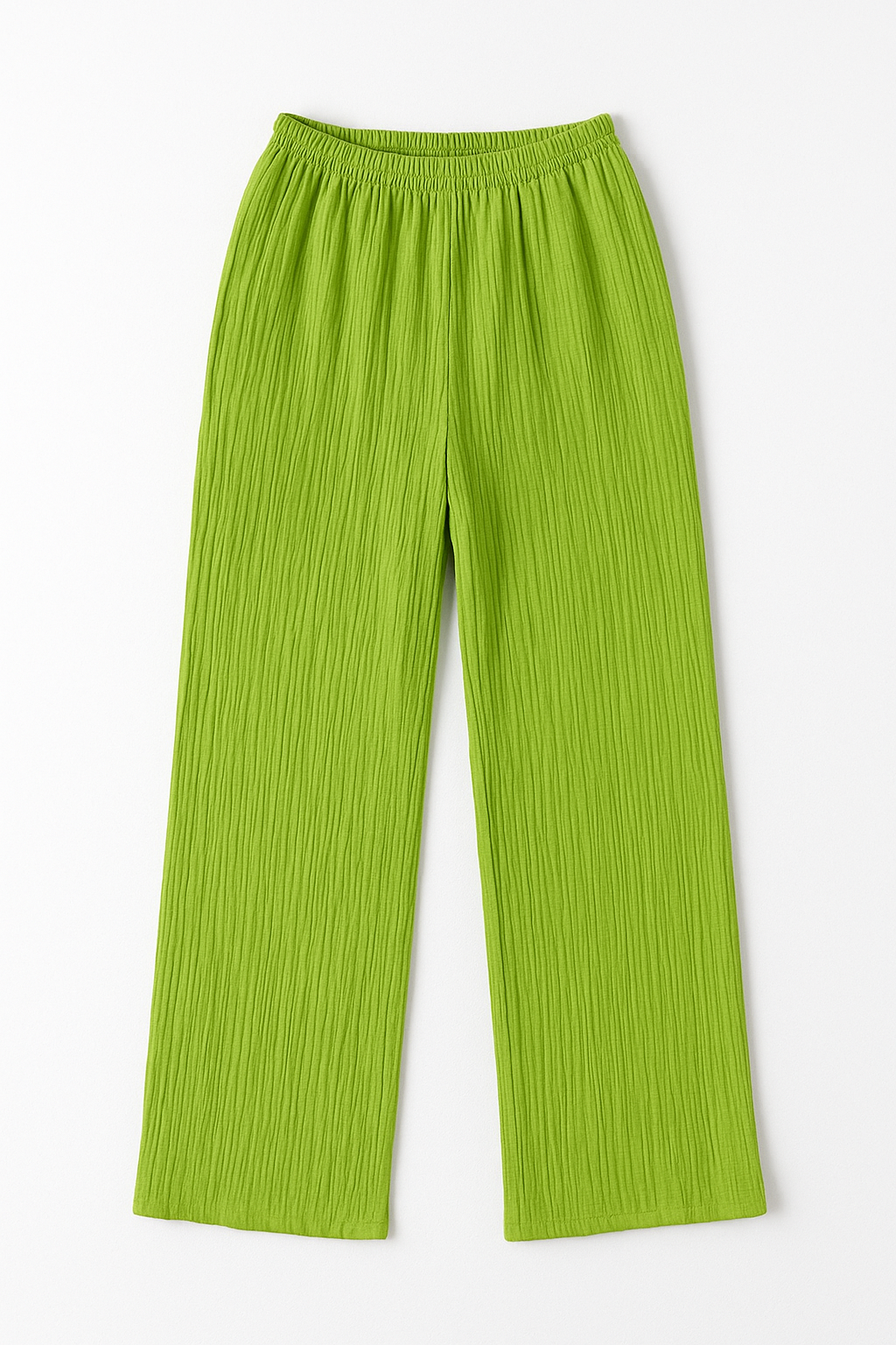 Pantalones Para Mujer Basico Corrugado De Tiro Alto W41142 Verde