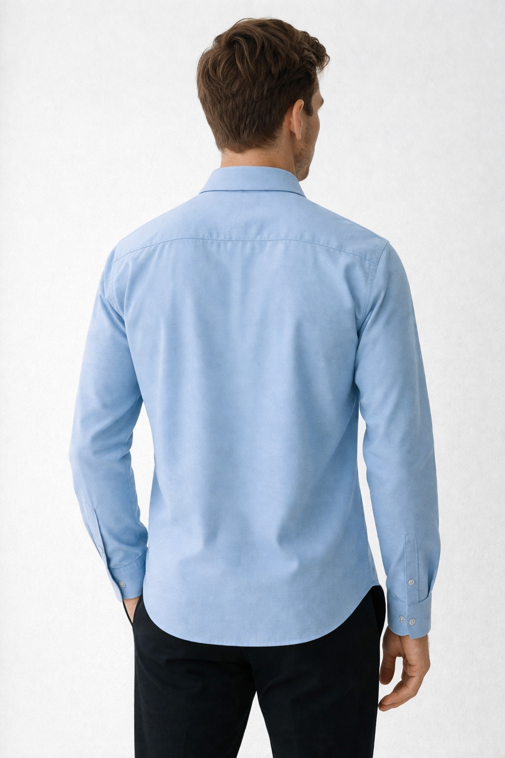 Camisa para Hombre Manga Larga Piqué Stretch Sin Arrugas B61401 Cielo