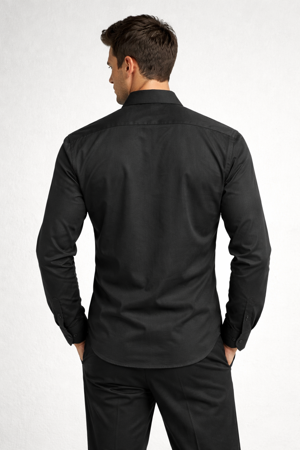 Camisa para Hombre Manga Larga Piqué Stretch Sin Arrugas B61401 Negro