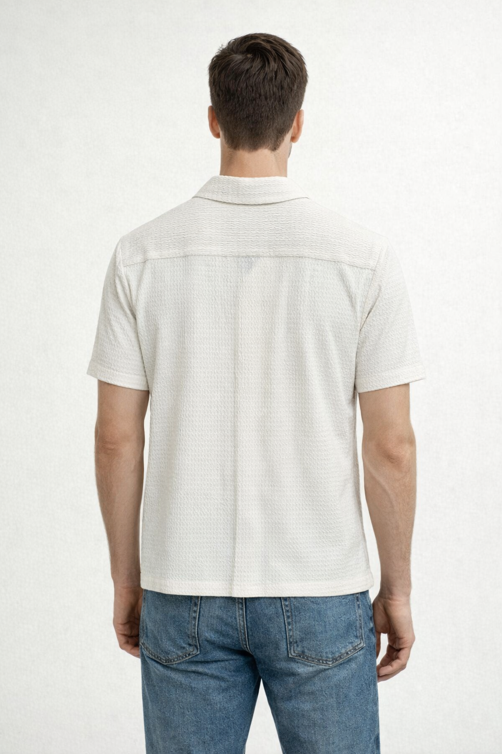Camisa para Hombre Manga Corta Super Stretch Antiarrugas B61452 Hueso