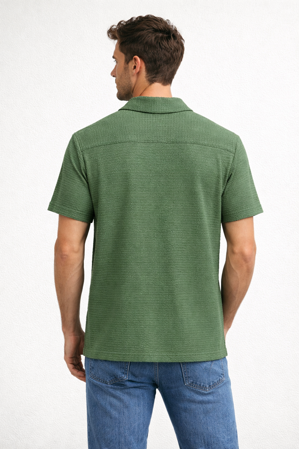 Camisa para Hombre Manga Corta Super Stretch Antiarrugas B61452 Verde
