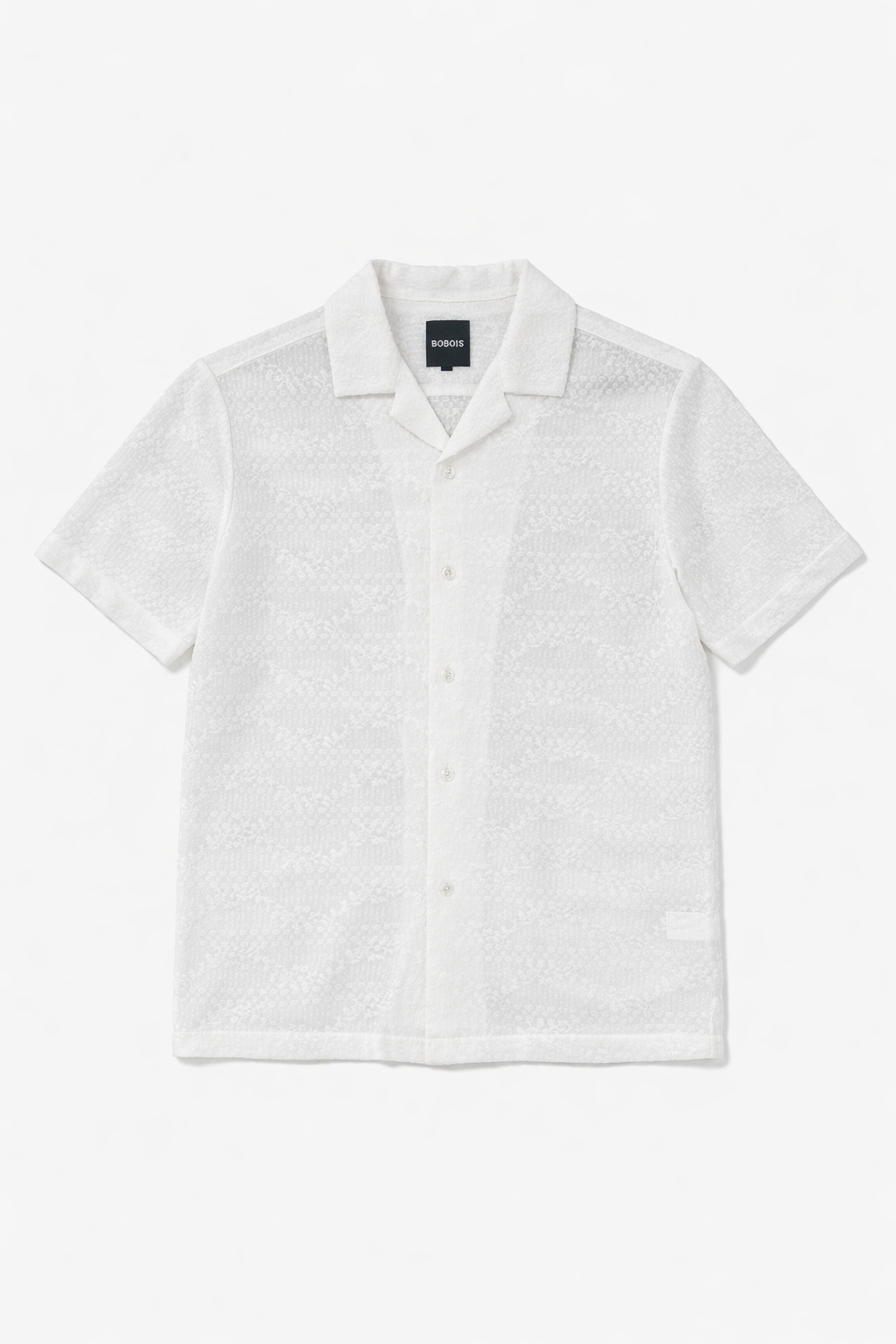 Camisa para Hombre Manga Corta Jacquard Super Stretch Antiarrugas B61453 Blanco
