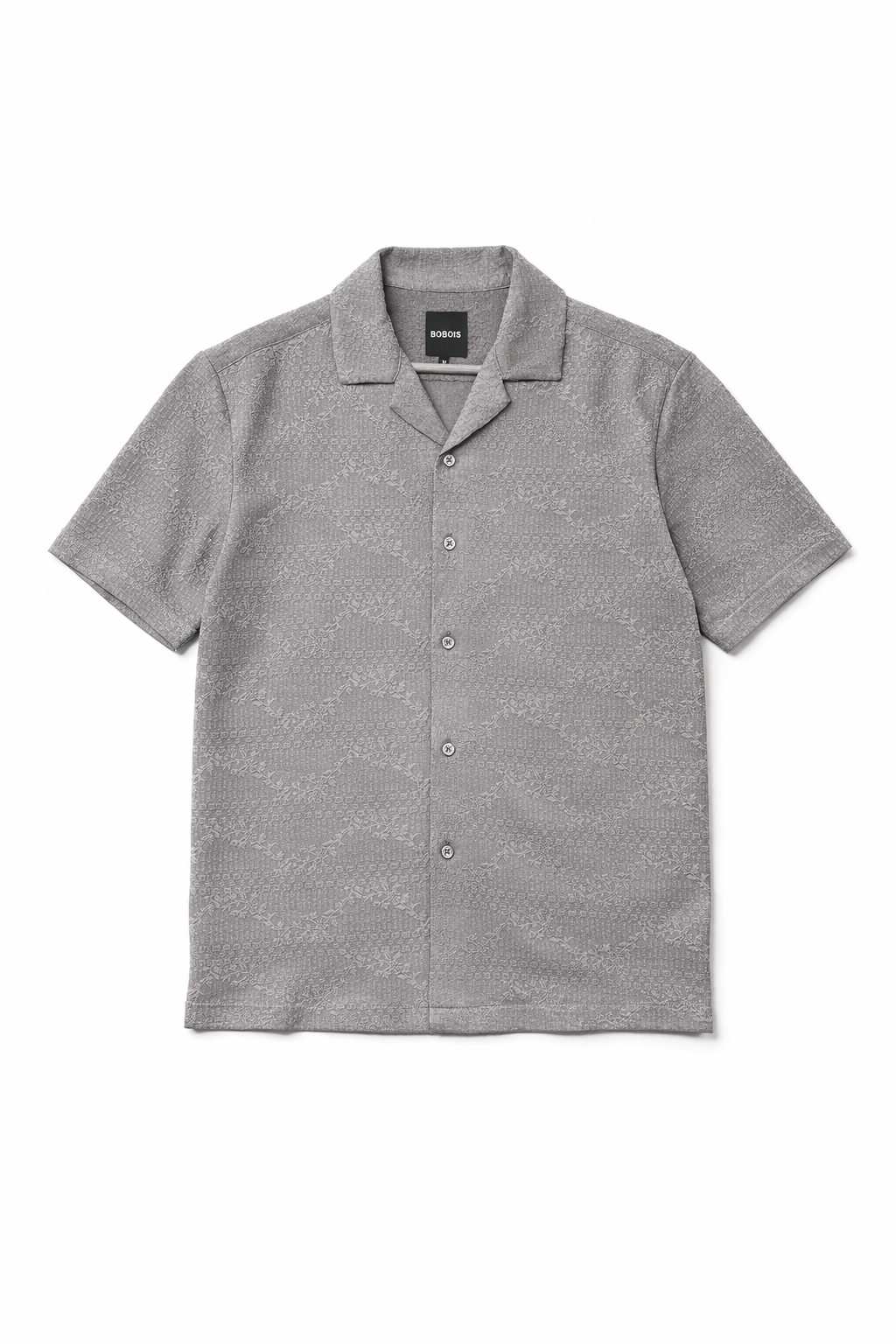 Camisa para Hombre Manga Corta Jacquard Super Stretch Antiarrugas B61453 Gris