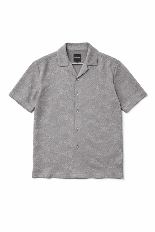 Camisa para Hombre Manga Corta Jacquard Super Stretch Antiarrugas B61453 Gris