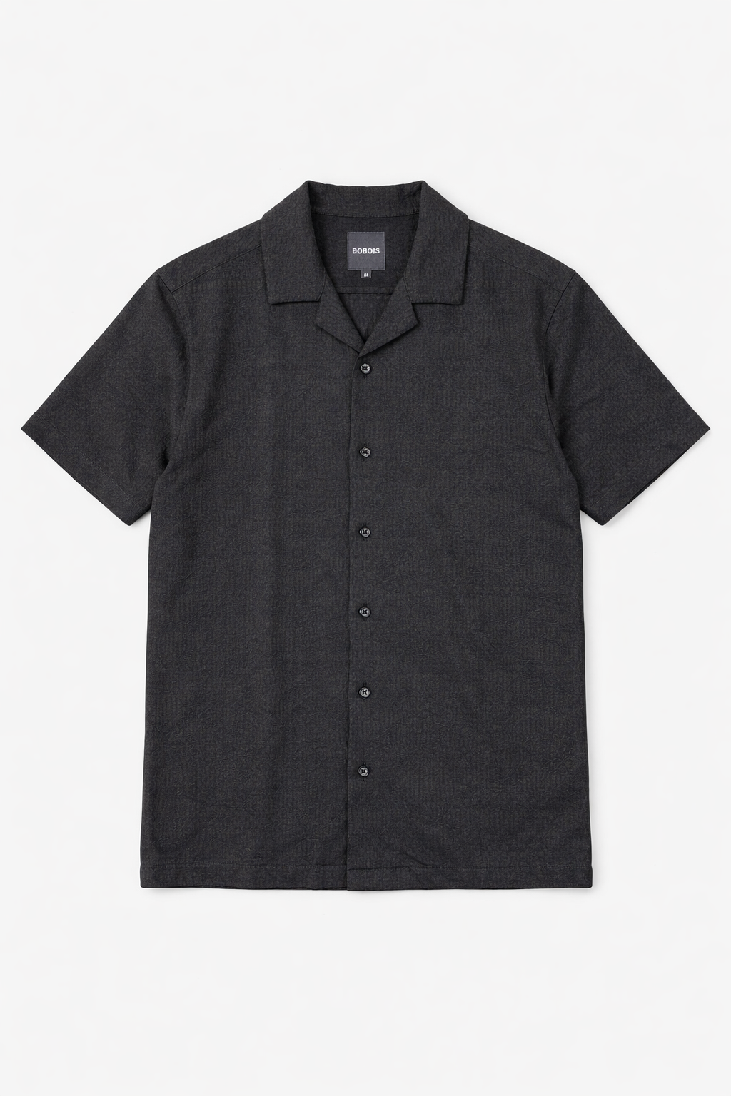 Camisa para Hombre Manga Corta Jacquard Super Stretch Antiarrugas B61453 Negro