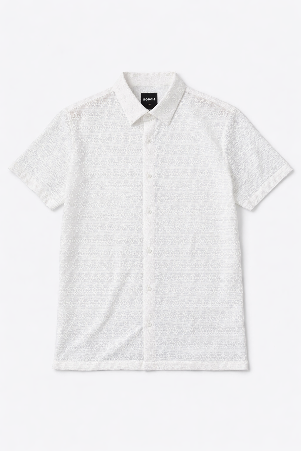 Camisa para Hombre Manga Corta Super Stretch Jacquard B61455 Blanco