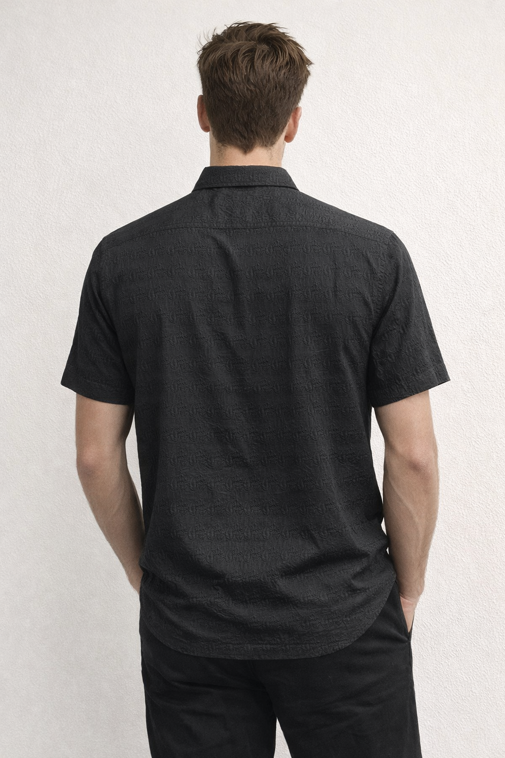 Camisa para Hombre Manga Corta Super Stretch Jacquard B61455 Negro
