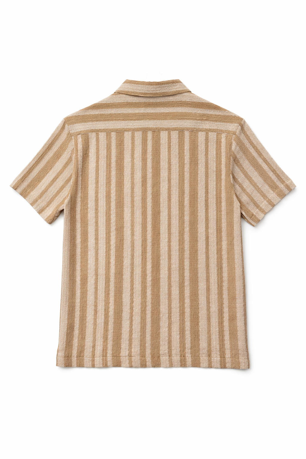 Camisa para Hombre Manga Corta Jacquard a Rayas Stretch B61456 Kaki