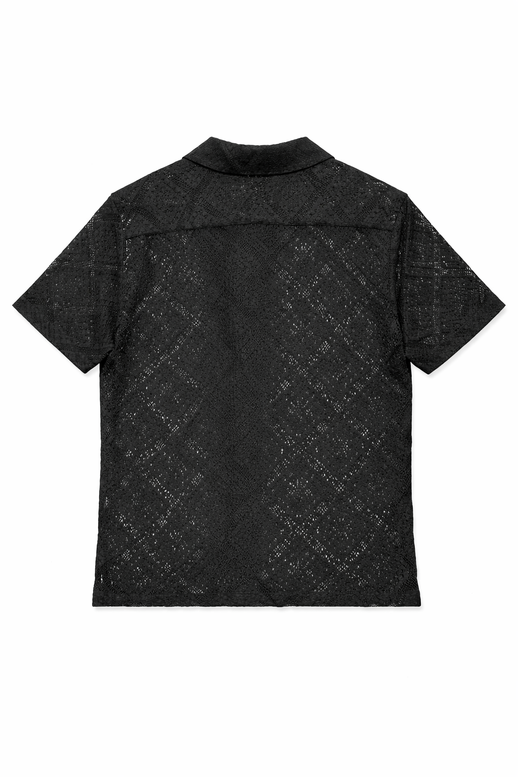 Camisa para Hombre Manga Corta Resort Casual de Crochet B61458 Negro