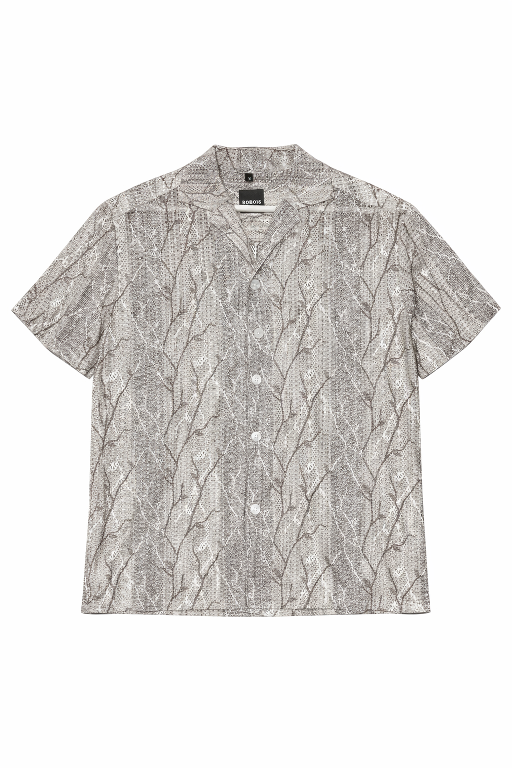 Camisa para Hombre Manga Corta Resort Crochet Diseño Artístico B61462 Gris