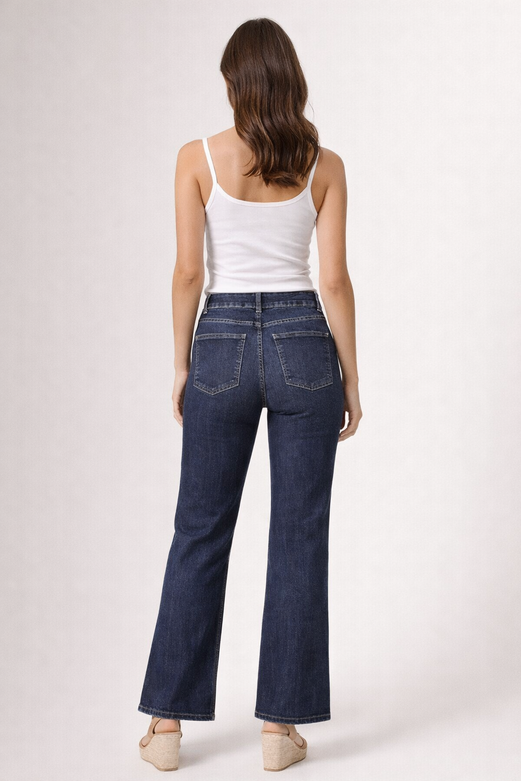 Jeans Para Mujer Wide Leg Con Pespunte Rectos V61102 Stone