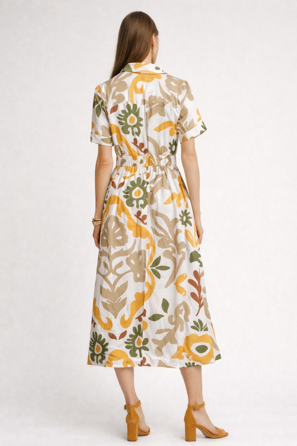 Vestidos Para Mujer Camisero Estampado Con Hebilla S61123 Unico