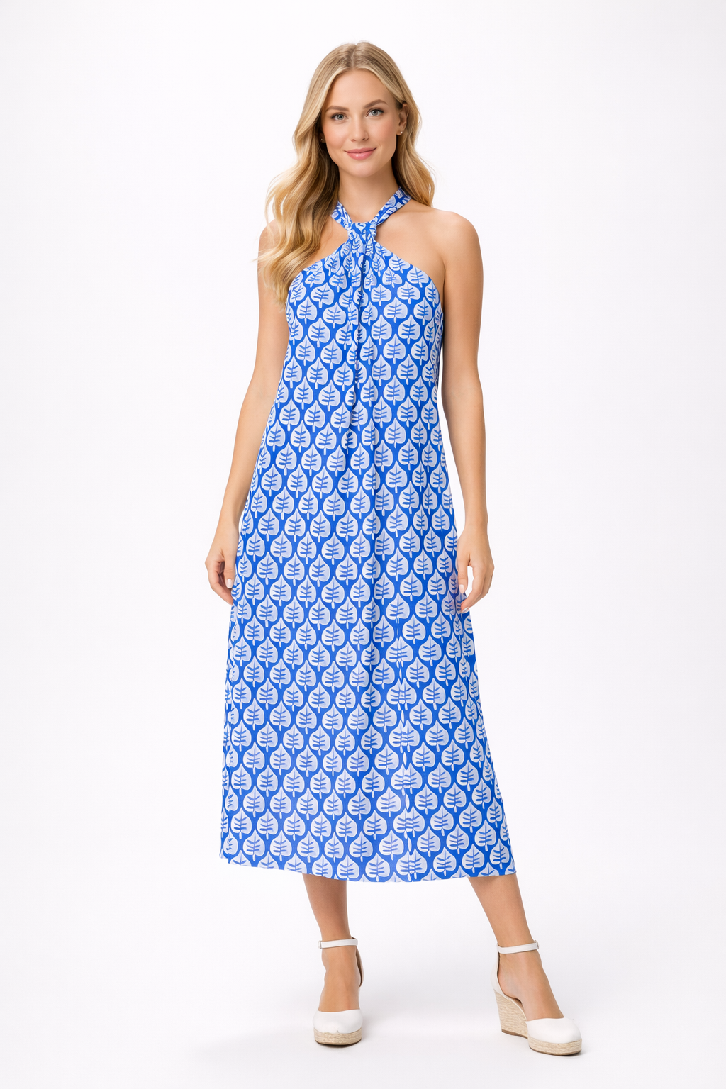 Vestidos Para Mujer Tirantes Estampado Aberturas Laterales S61100 Azul