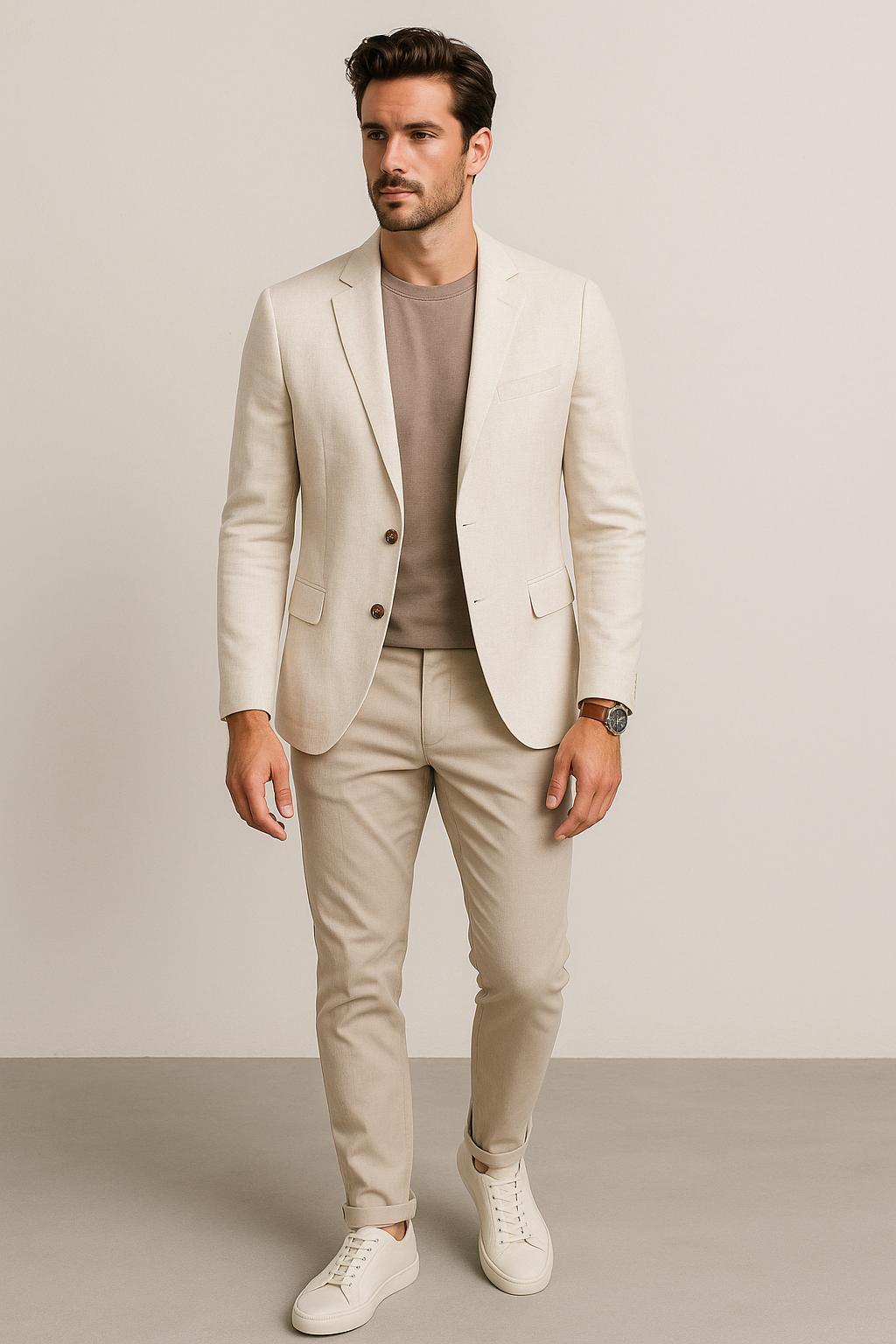 Blazers Para Hombre Casuales De Lino F51301 Natural