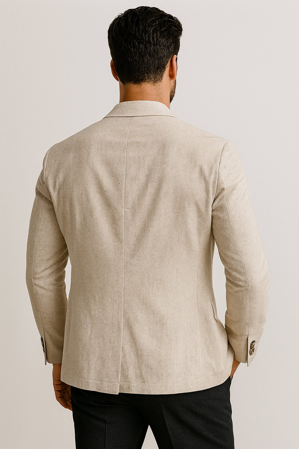 Blazers Para Hombre Casuales De Lino F51301 Natural