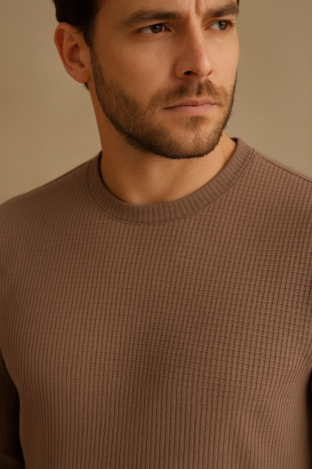 Playeras Para Hombre Textura Waffle A55316 Topo