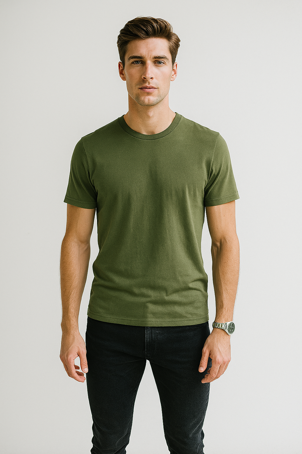 Playeras Para Hombre Manga Corta Midwieght A55306 Olivo