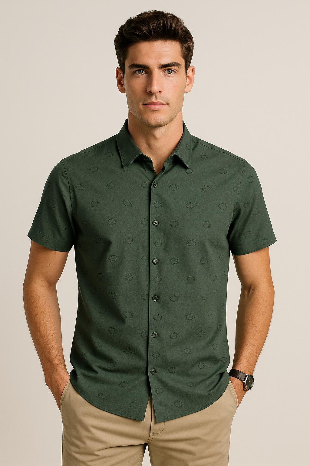 Camisas Para Hombre Estampado 3D B55353 Militar