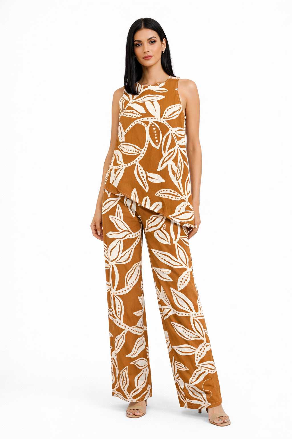 Pantalones Para Mujer Ligero Fresco Amplio W61112 Camel