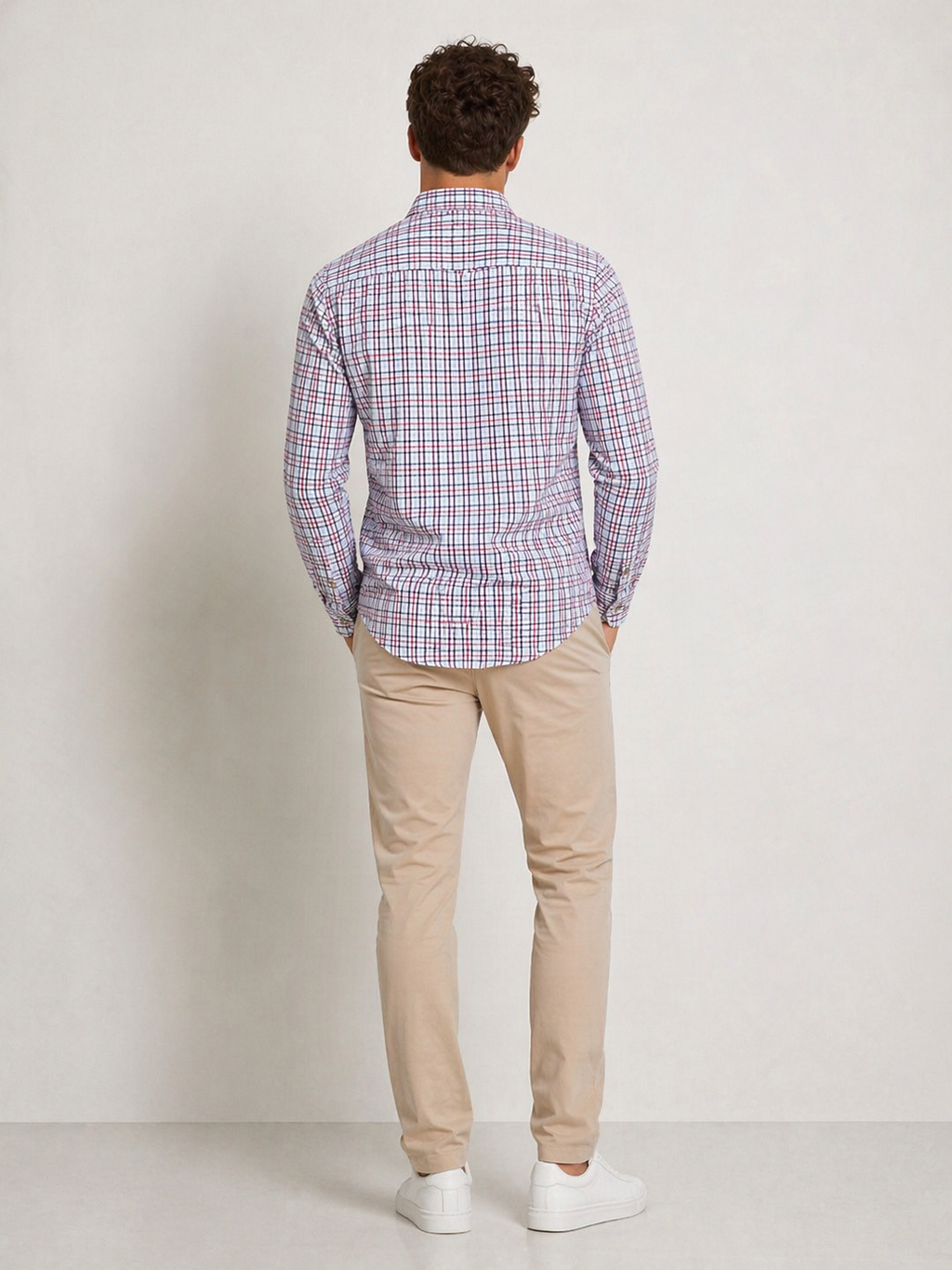 Camisas Para Hombre Manga Larga Cuadros Multicolor B61105 Azul