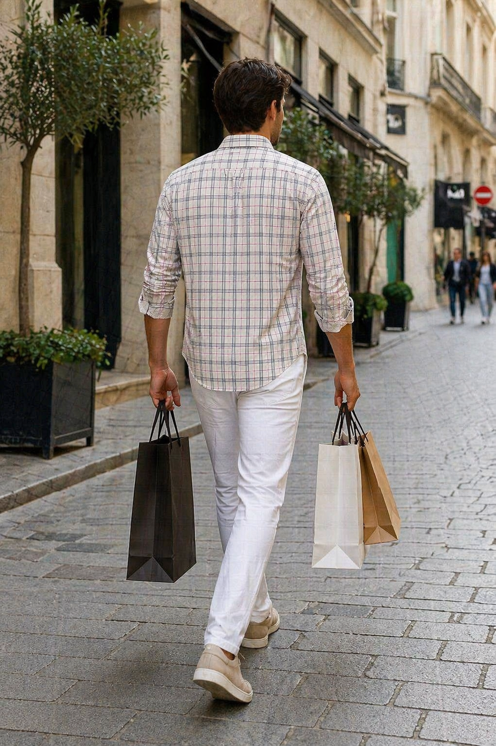 Camisas Para Hombre Manga Larga Cuadros Multicolor B61106 Kaki