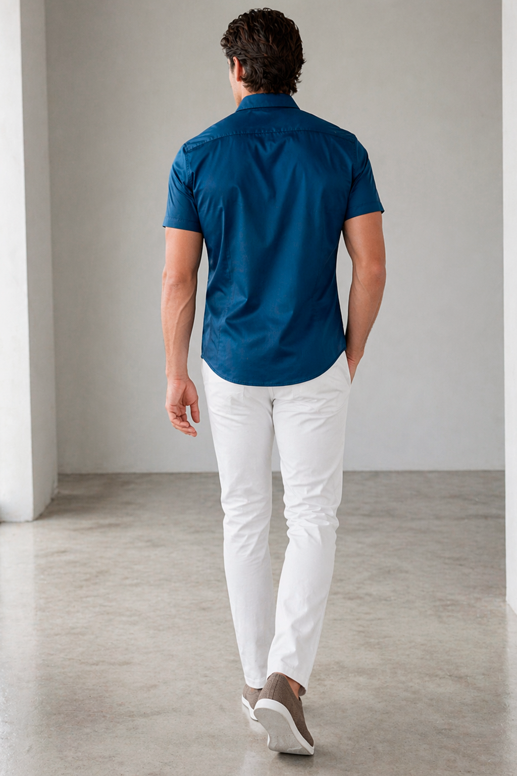 Camisas Para Hombre Manga Corta Spandex Bambú B61352 Indigo – BOBOIS