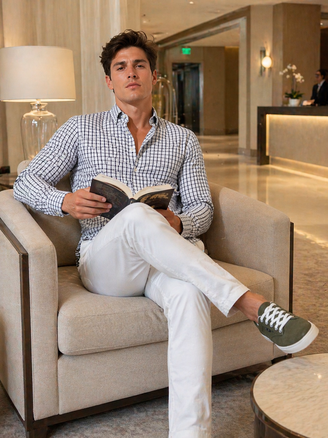 Camisas Para Hombre Manga Larga Cuadros Multicolor B61105 Olivo