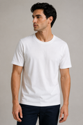 Playeras Para Hombre Básica De Cuello Redondo De Algodón A65401 Blanco