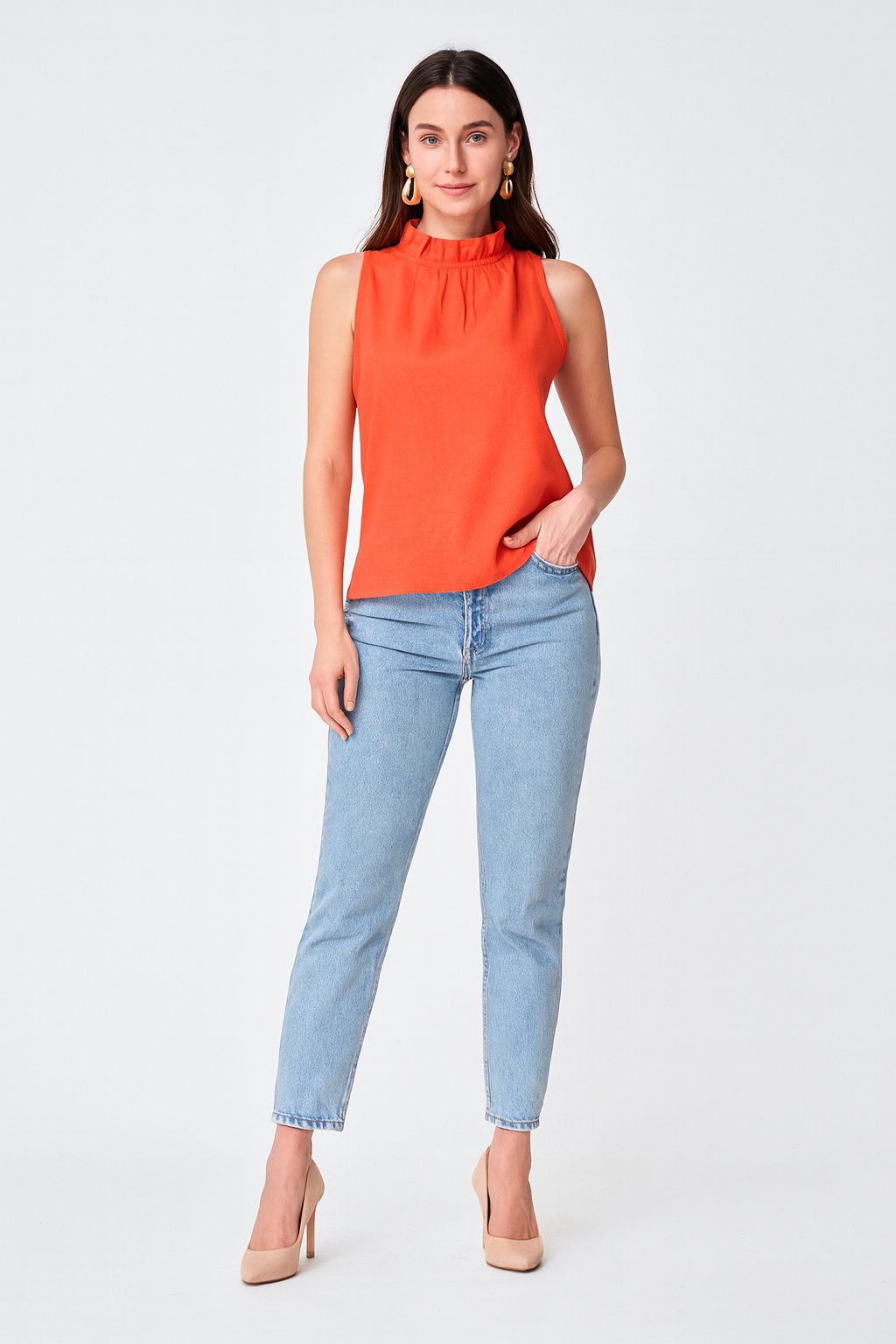 Blusas Para Mujer Tipo Lino Sin Mangas N51150 Coral